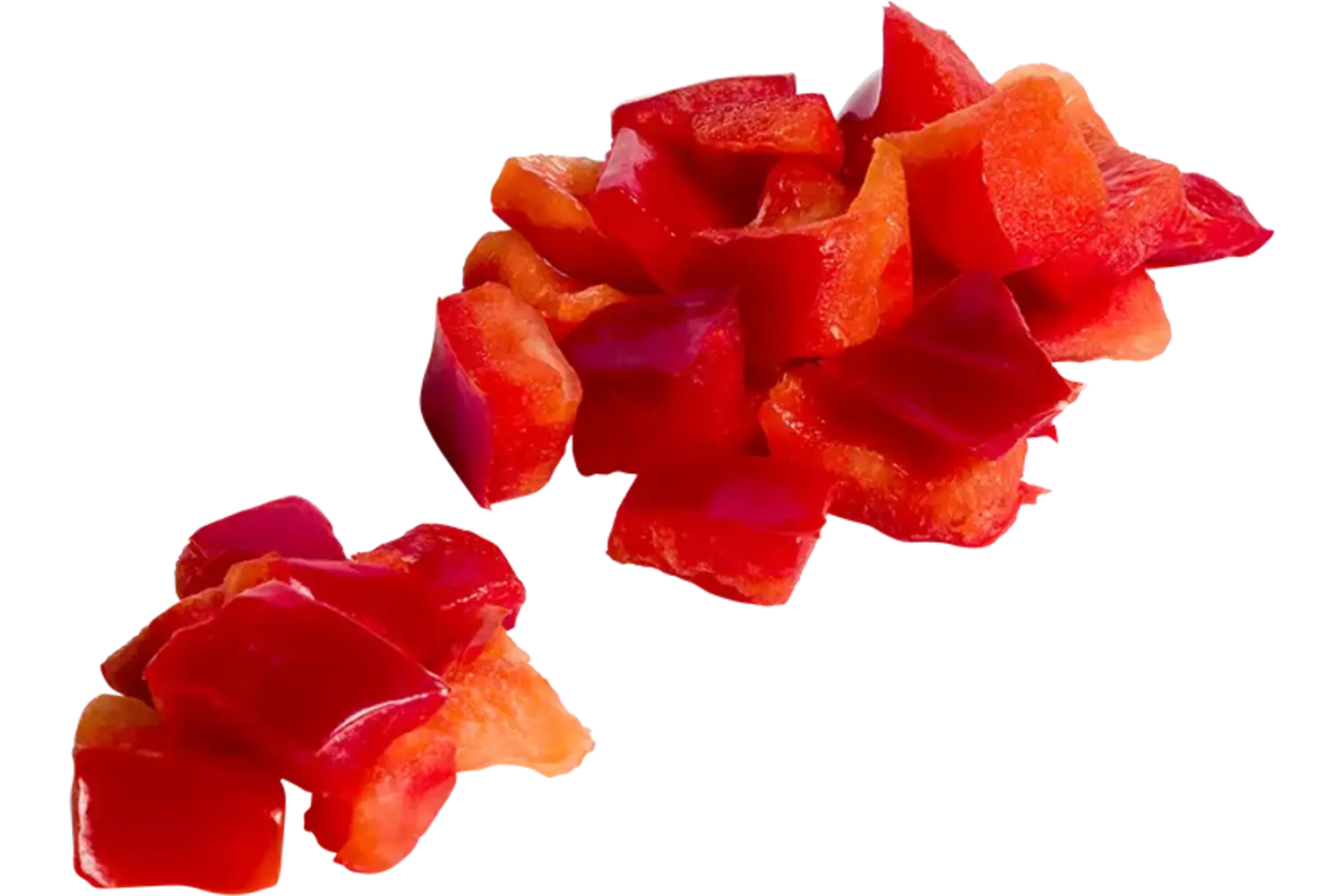Paprika rood brunoise 20mm bulk kist 4 kilogram